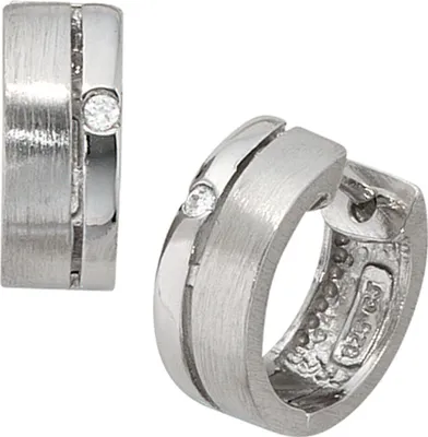 Produktbild von Creole Creolen Ohrringe 14.5mm mit Zirkonia 925 Silber für Damen