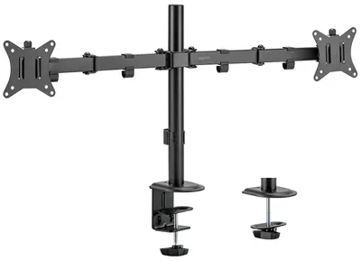 Produktbild von LogiLink Doppel-Monitorarm Armlänge: 376 mm schwarz mit Tischklemme