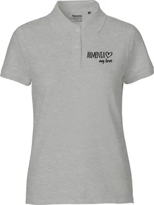 Produktbild von Huuraa Damen Polo Shirt Armenia my love XS Sport Grey Bio Baumwolle Fairtrade Poloshirt Geschenkidee