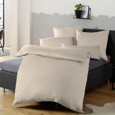 Productafbeelding van Bettenset microvezel, beige, 135x200 cm + 80x80 cm, kreukvrij, strijkvrij, met rits
