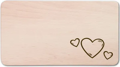 Produktbild von Frühstücksbrett, rechteckig, mit Motiv Herzen" aus Holz 22 cm"