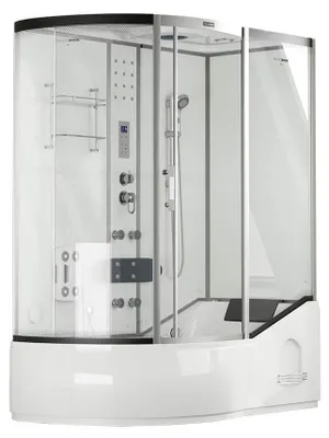 Produktbild von HOME DELUXE - Duschtempel ALL IN 4in1 - Weiß, 170 x 90 x 220 cm Links - inkl. Dampffunktion, Regendusche und Fußmassage I Dampfsauna, Duschtempel Whirlpool Fertigdusche
