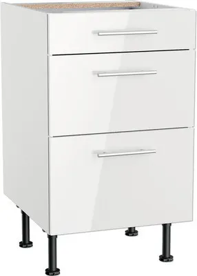 Produktbild von Optifit Schubladenunterschrank Rurik986 BxTxH 50 x 58,4 x 87 cm weiß glänzend zerlegt KFRU U536-8E+