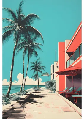 Image de Tableau sur verre synthétique plage vintage 65x97 cm, Tableau mural moderne pour décoration intérieure
