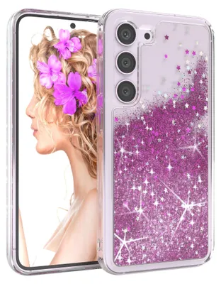 Produktbild von EAZY CASE - Glitzer Hülle kompatibel mit Samsung Galaxy S23 Glitzer Schutzhülle, Soft Case, Backcover Transparent mit Motiv