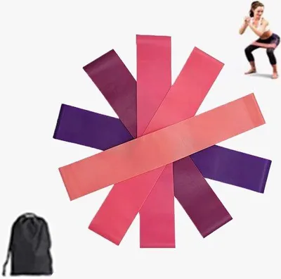 Immagine prodotto di Set di fasce di resistenza Unyqoos® (5 livelli di resistenza) – Fasce elastiche in lattice naturale per lo sviluppo muscolare, l'allenamento della forza, la riabilitazione, il Pilates e lo yoga