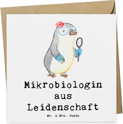 Produktbild von Mr. & Mrs. Panda Klappkarte Mikrobiologin Leidenschaft - Weiß - Geschenk, Grußkarte, anlasskarte, Spruch, doppelkarte, Forschung, Glückwunschkarte, Labor, Beruf
