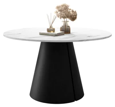 Produktbild von MIRJAN24 Tisch Calma 120, Esszimmer Tisch, Beine aus Stahl (Farbe: Schwarz / Bianco Marmor)