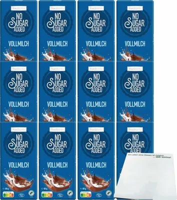Produktbild von Frankonia Chocolat No Sugar Added Vollmilch Schokolade glutenfrei 12er Pack (12x80g Tafel) + usy Block