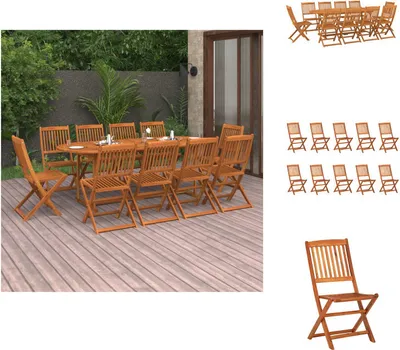 Immagine prodotto di vidaXL Set da pranzo da giardino 11 pezzi in legno massiccio di acacia - Set di mobili da giardino