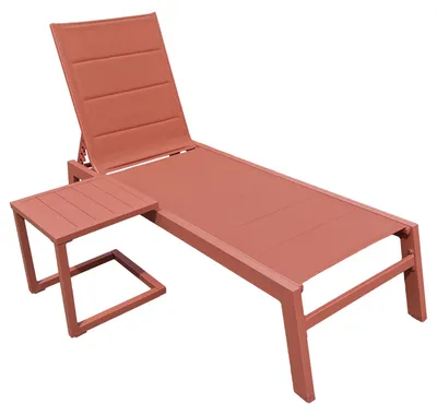 Produktbild von Set Sonnenliege und Beistelltisch BARBADOS aus Textilene terracotta - Aluminium terracotta