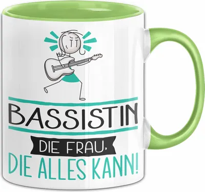 Produktbild von Bassistin Geschenk Tasse Becher Die Frau Die Allen Kann Geschenkidee für eine Bassistin Lustig (Grün)