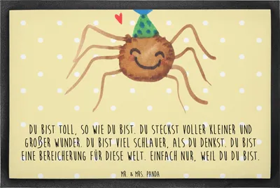 Produktbild von Mr. & Mrs. Panda Schmutzmatte Spinne Agathe Party 50 x 75 cm - Gelb Pastell - Geschenk, Türvorleger, fußmatte, Glück, Schmutzfangteppich, Fussmatte, Gummimatte, Wunder