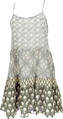 Produktbild von Boho Minikleid, Luftiges Stufenkleid aus Baumwolle - Grün, Damen, Kleider