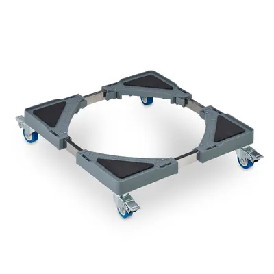 Immagine prodotto di Carrello per piante Relaxdays, carrello estensibile per fiori, LxP: 44x44–70x70 cm, per vasi da fiori, per interni ed esterni, grigio/argento