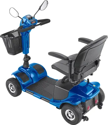 Obrázek produktu pro SucceBuy 4kolový elektrický skútr pro seniory, skútr s dojezdem 25 km, cestovní invalidní vozík pro různé povrchy s protiskluzovými koly, možností stoupání v úhlu 9° a nosností 120 kg, modrý