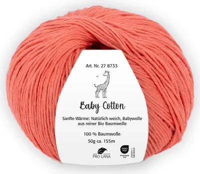 Produktbild von Pro Lana BABY Baumwolle 50 g 100 % Baumwolle Babywolle speichelecht 155 m Farbe 035 - koralle