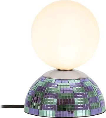 Produktbild von Nachttischlampe Metall Glas D: 14 cm 18.4 cm Blau Weiß G9 Kugel Schirm rund Modern Tischlampe
