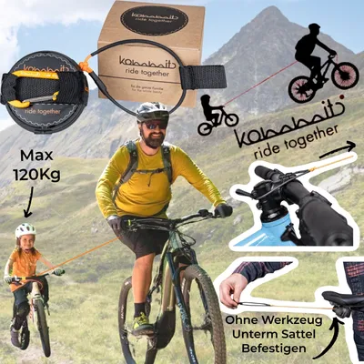 Produktbild von Kommit Fahrrad Zugsystem MTB Ebike Tour Abschleppseil Kinder Partner Unterstützung am Berg