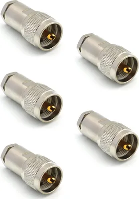 Image de PL259 UHF RG58 LMR195 RG303 RG141 RG142 RG400 RF Connecteur de câble coaxial à vis nickelé avec broches plaquées or (pack de 5)