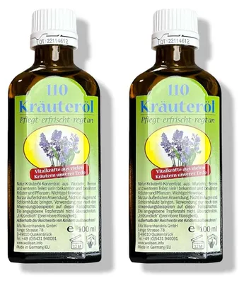 Produktbild von 110 Kräuteröl - Stark und vitalisierend für Körper und Geist - 100% natürliche Kräuterformel für Massage, Körperpflege und Duftvermittlung.