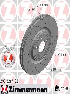Immagine prodotto di 2x Disco freno ZIMMERMANN 290.2264.52 per JAGUAR XF (_J05_ CC9) S-Type (X200)