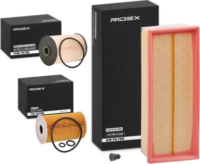 Produktbild von RIDEX Filterset Inspektionspaket Filtersatz für VW Golf VII Schrägheck (5G1, BQ1, BE1, BE2) Golf IV Schrägheck (1J1) GOLF VI (5K1) Golf V Schrägheck
