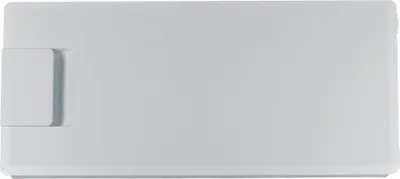 A white refrigerator/freezer door handle part.
