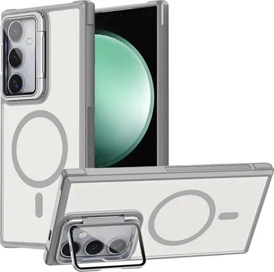 Obrázok produktu pre Ochranný kryt pre puzdro Samsung Galaxy S23 FE, kovový krúžok na bezdrôtové nabíjanie sklopný ochranný stojan na fotoaparát