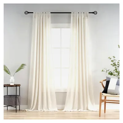 Produktbild von Schlaufenschal Vorhang 2er Set für Schlafzimmer Natur Leinen HxB 220x140