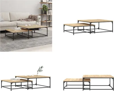 Produktbild von vidaXL Satztische 2 Stk. Sonoma Eiche Holzwerkstoff - Satztisch - Satztische - Stapelbare Tische - Satz-Couchtisch