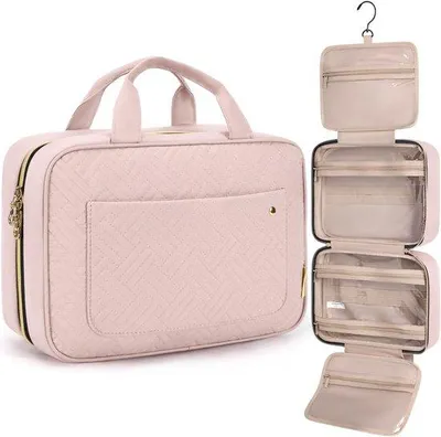 Produktbild von Hängebares Kosmetik-Taschenhaken - Transparent für Make-up & Kosmetikartikel - Rosa - M - 1 Stück