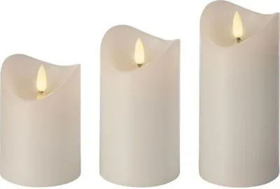 Immagine prodotto di Candela Lumineo LED, set di 3, DxH: Ø 7,5 x 10/12,5/15 cm, bianco caldo, crema, 967350