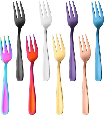 Immagine prodotto di Mini forchette colorate, set da 8 pezzi, acciaio inossidabile, 13,7 cm