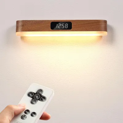 Produktbild von Magnetische Holz-Wandleuchte mit Fernbedienung, dimmbare LED-Leiste für Schrank, Badezimmer und Schlafzimmer, ideal für unter dem Schrank.