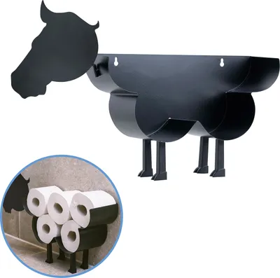 Produktbild von Sanics Ersatzrollenhalter Freistehend – WC-Papierhalter Hängend – Wandhalter – Pferd – Schwarz