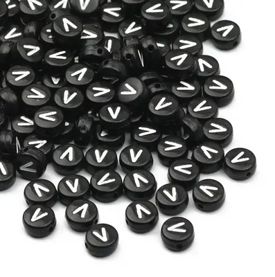 Obrázok produktu pre Akrylové písmenové koráliky – písmeno V – 500 kusov – 7 mm – okrúhle – na výrobu šperkov
