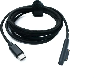 Produktbild von USB 3.1 Kabel 200 cm Ladekabel für Microsoft Surface geflochten in Schwarz | System-S
