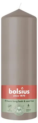 Imagen del producto de Vela Stumpen de Bolsius, color taupe claro, 20 cm de altura, 6,8 cm de diámetro