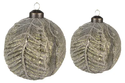 Produktbild von Clayre & Eef Weihnachtskugel 2er Set Ø 10 / Ø 8 cm Grün Glas
