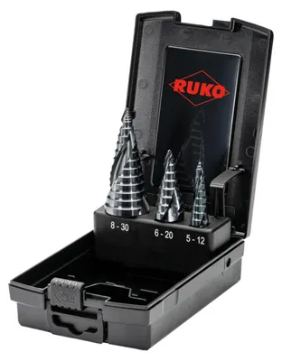Produktbild von RUKO ULTIMATECUT Stufenbohrer-Satz HSS RUnaTEC mit FLOWSTEP® Spitze - 3 tlg