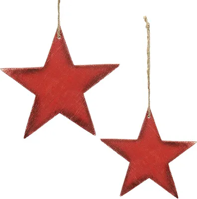 Produktbild von Weihnachtsdeko Holzsterne zum Hängen Rot 16,5cm/20cm 6er Set Christbaumschmuck, 6 Stück