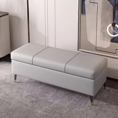 Image de Banc avec rangement, 90 cm, gris, revêtement en similicuir