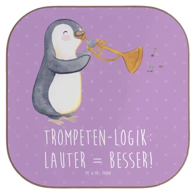 Produktbild von Mr. & Mrs. Panda Tischuntersetzer Trompeten Weisheit - Lavendeltraum - Geschenk, Lernen, Blasinstrumente, Instrument, laut, gläseruntersetzer, Untersetzer Glas, Coaster