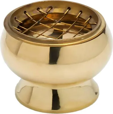 Produktbild von Weihrauchtopf Sieb Räucherschale Weihrauchfaß 6cm Durchmesser Messing Gold 7528
