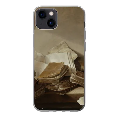 Produktbild von MuchoWow® Handyhülle Schutzhülle Hülle für iPhone 13 Stilleben mit Büchern - Gemälde von Jan Davidsz. de Heem Silikon Softcase Handy Hülle - Karteninhaber