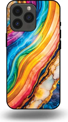 Produktbild von Smartphonica Telefon Fall geeignet für iPhone 13 Pro mit Regenbogen Gold Marmor Print - TPU Backcover Fall Regenbogen Gold Marmor Design