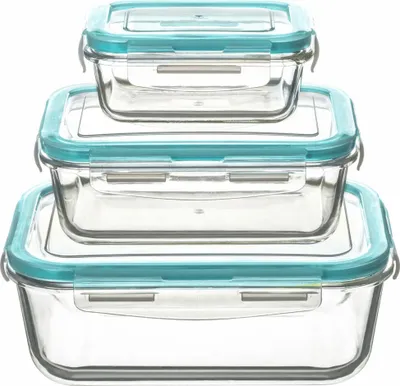 Produktbild von 5Five Simply Smart Frischhaltedosen-Set ClipEat 3-tlg., luftdicht verschließbare Vorratsdosen, Glas, 330 ml + 800 ml + 1.7 L, 146512