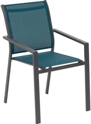 Produktbild von Stapelbarer Gartensessel "Essentia" Entenblau & Graphit aus epoxybehandeltem Aluminium