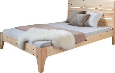 Image de lit double lit en bois cadre de lit futon lit 140x200 lit en pin naturel lit en bois massif